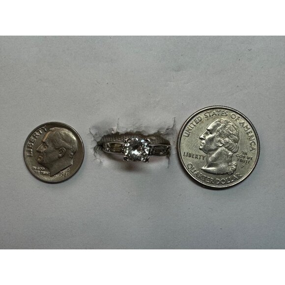 Vintage Sterling Silver CZ Engagement Ring Size 7 Estate 2.8g Marked STERLING - Picture 6 of 8